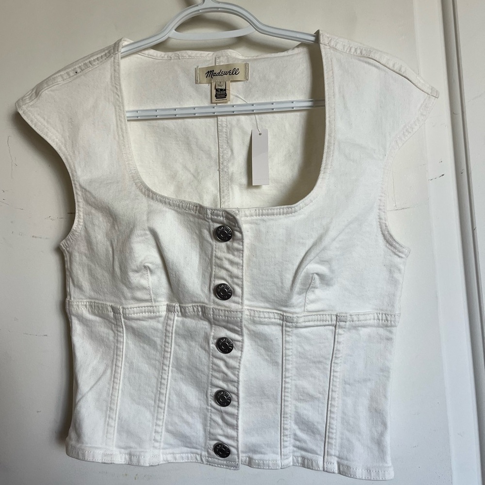 White jean vest